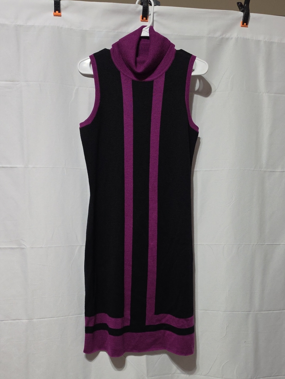 Calvin Klein Sleeveless Colorblock Turtleneck Knit Mini Dress